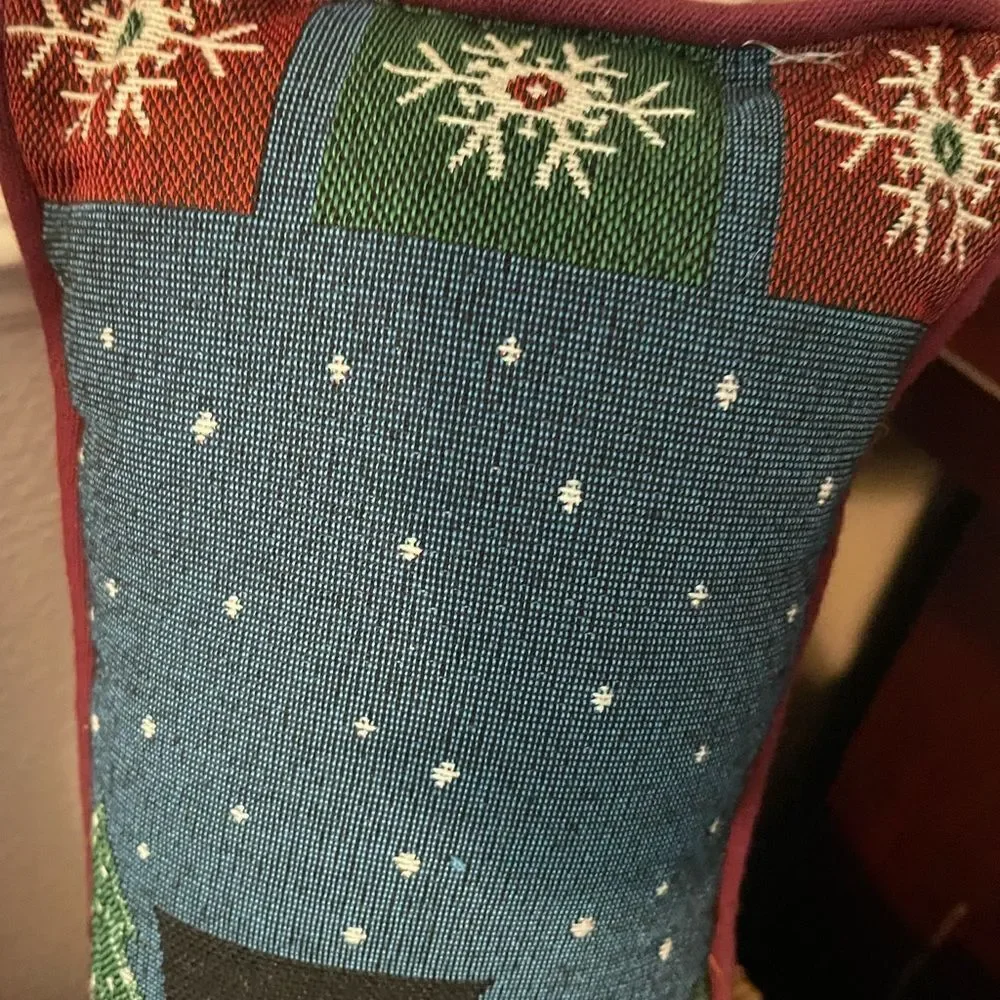 Vintage Tapestry Stocking Pillows Snowman Themed set of 2!